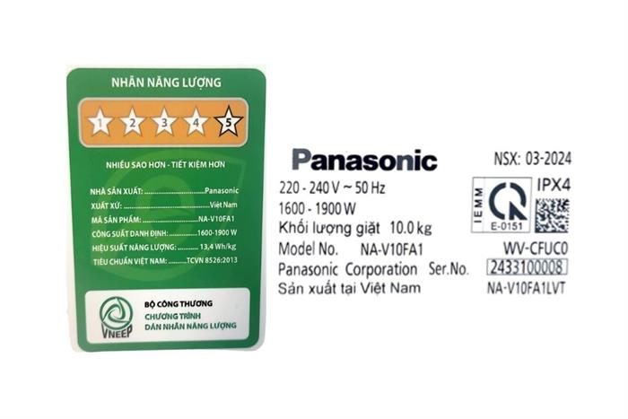 Máy giặt Panasonic Lồng ngang Inverter 10 kg NA-V10FA1LVT